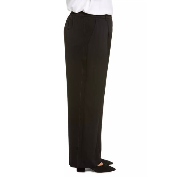 VINCE Black Crepe Wide Leg Pants Pull-On Trousers Pockets Flowy Sz XXL - Picture 3 of 11